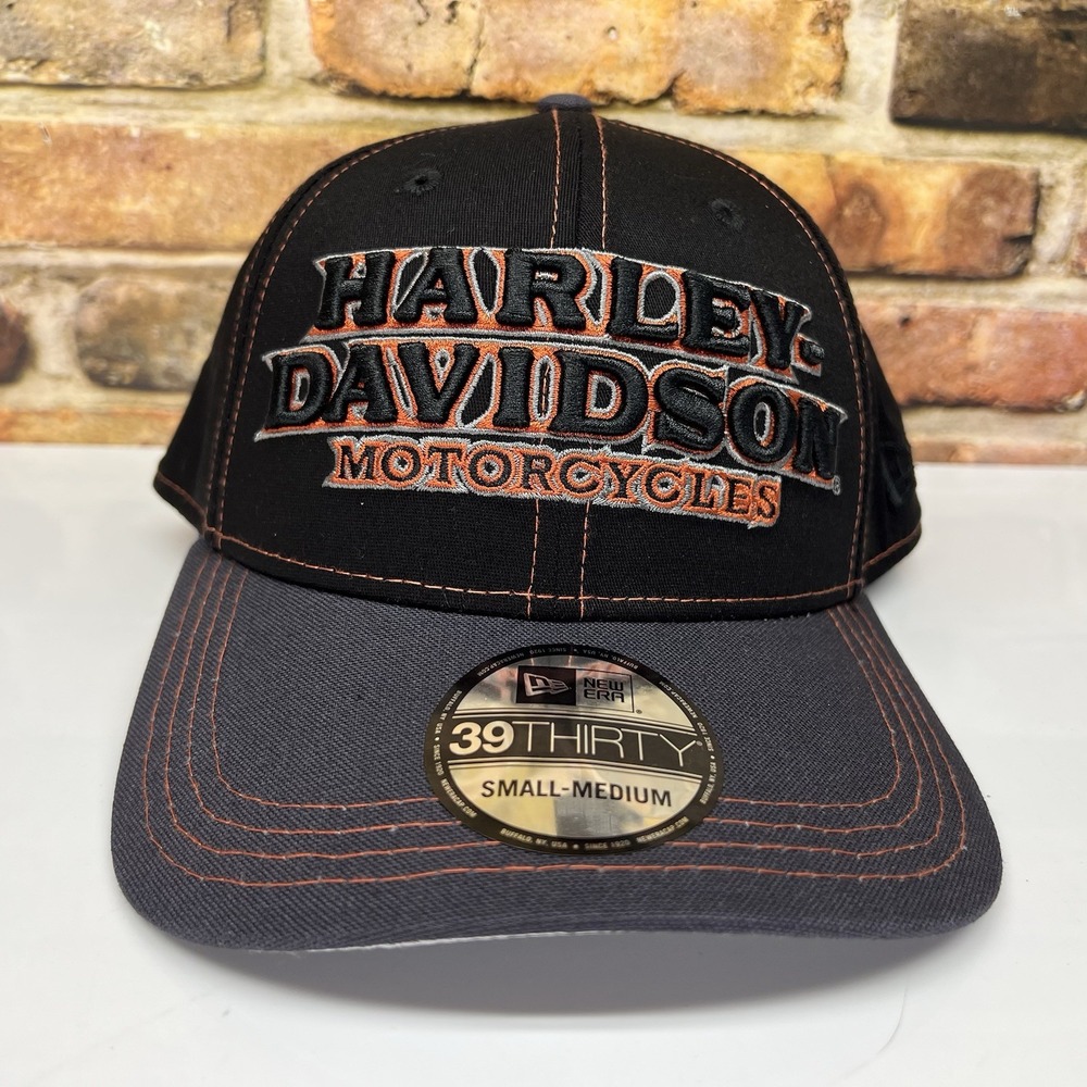 New Era 39Thirty Harley-Davidson Colorblock Fitted Hat Small Medium Black